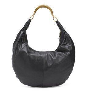 WALTER BAKER Black Leather Jane Hobo Bag With Top Handle